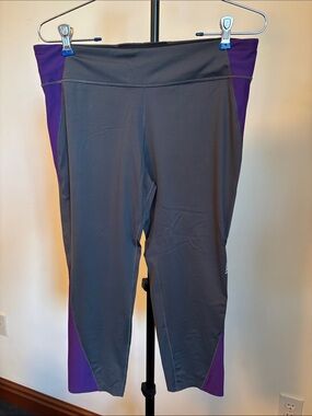 LSA Gray with Purple Side Panel Performance Leggings